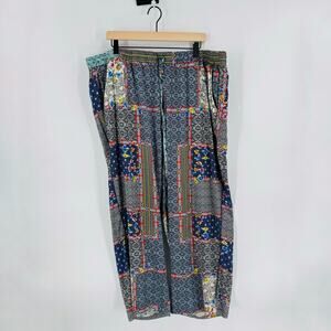 Johnny Was Silk Blend Pajama Pants Boho Patchwork Print Size 3X